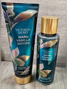 Victoria's Secret WARM VANILLA WOODS Body Lotion & Body Mist SET NEW Ramadan